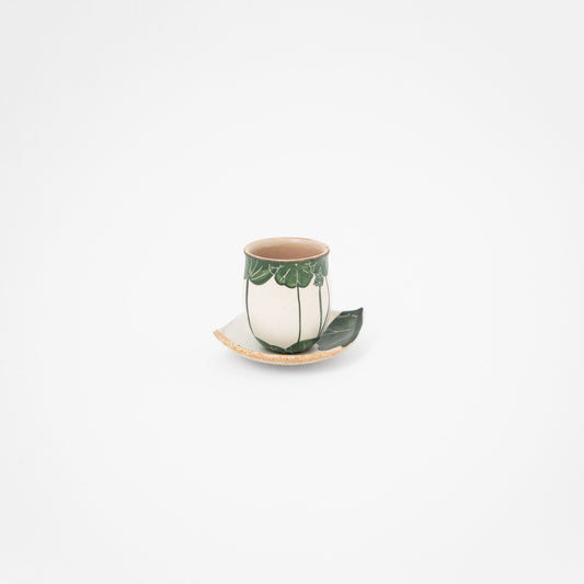 緑ハス池文様茶杯セット