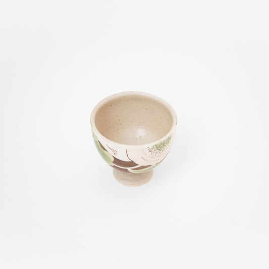 茶地桃色菊アイスカップ