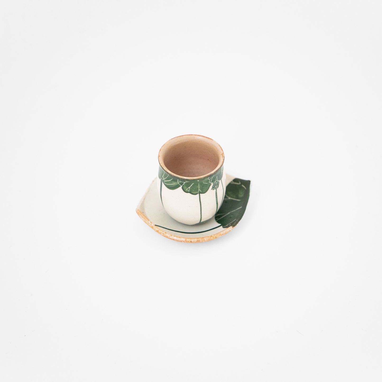 緑ハス池文様茶杯セット