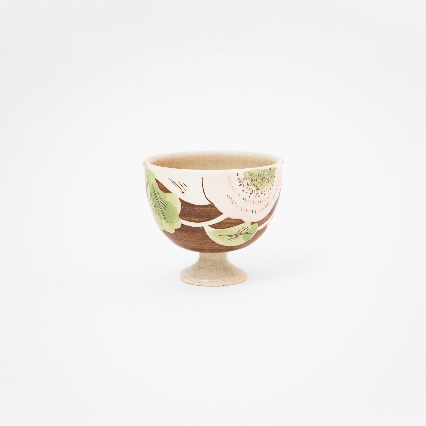 茶地桃色菊アイスカップ
