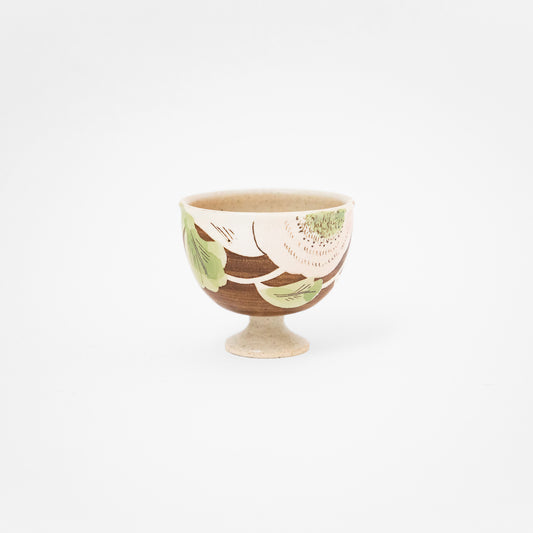 茶地桃色菊アイスカップ