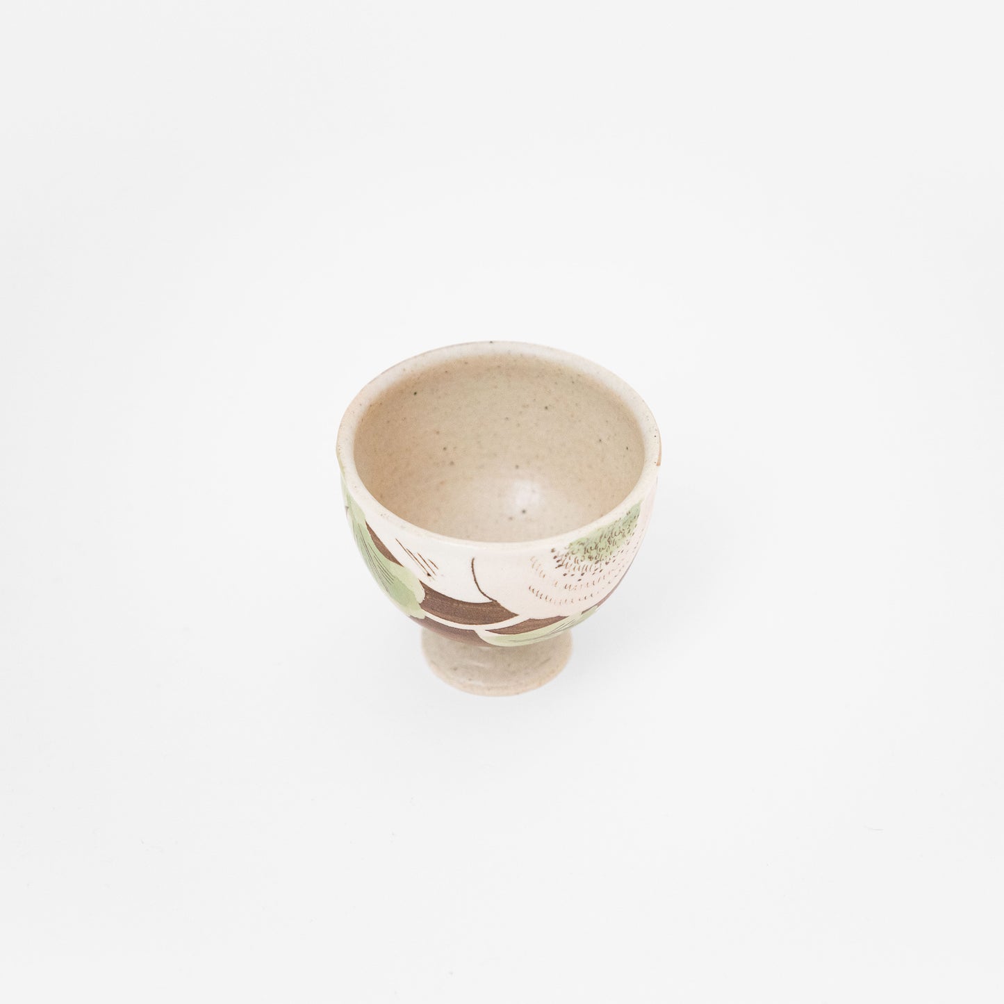 茶地桃色菊アイスカップ