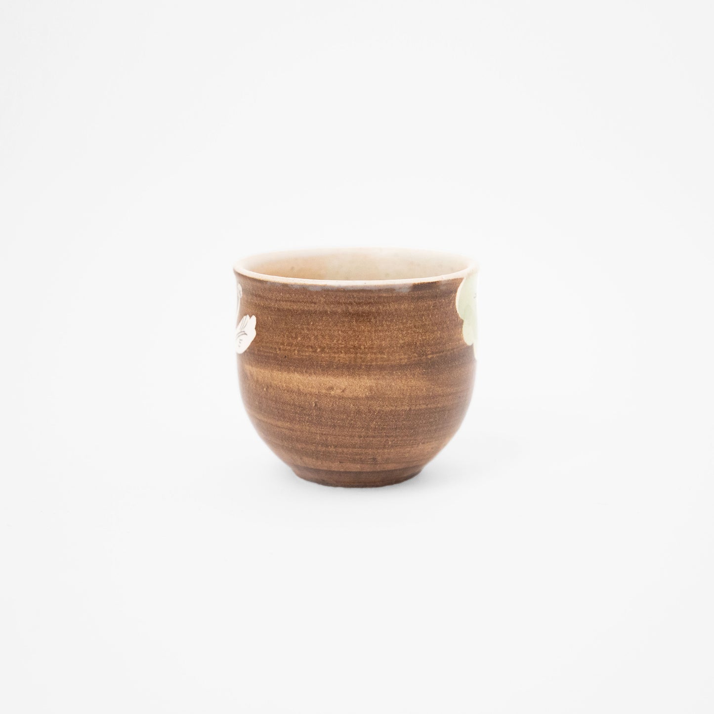 茶地桃色菊カップ